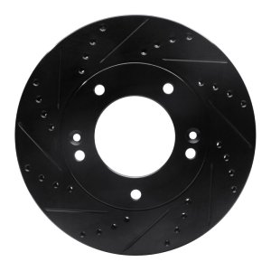 Kia Sorento Brake Rotor (1) - Front Left - R1 Concepts - Drilled & Slotted - Black - `03-`06